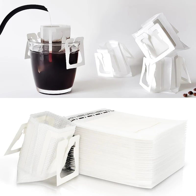 50-pack handmade coffee filter bags from Kitchen Haven Co, made with sustainable materials for an eco-friendly brew.